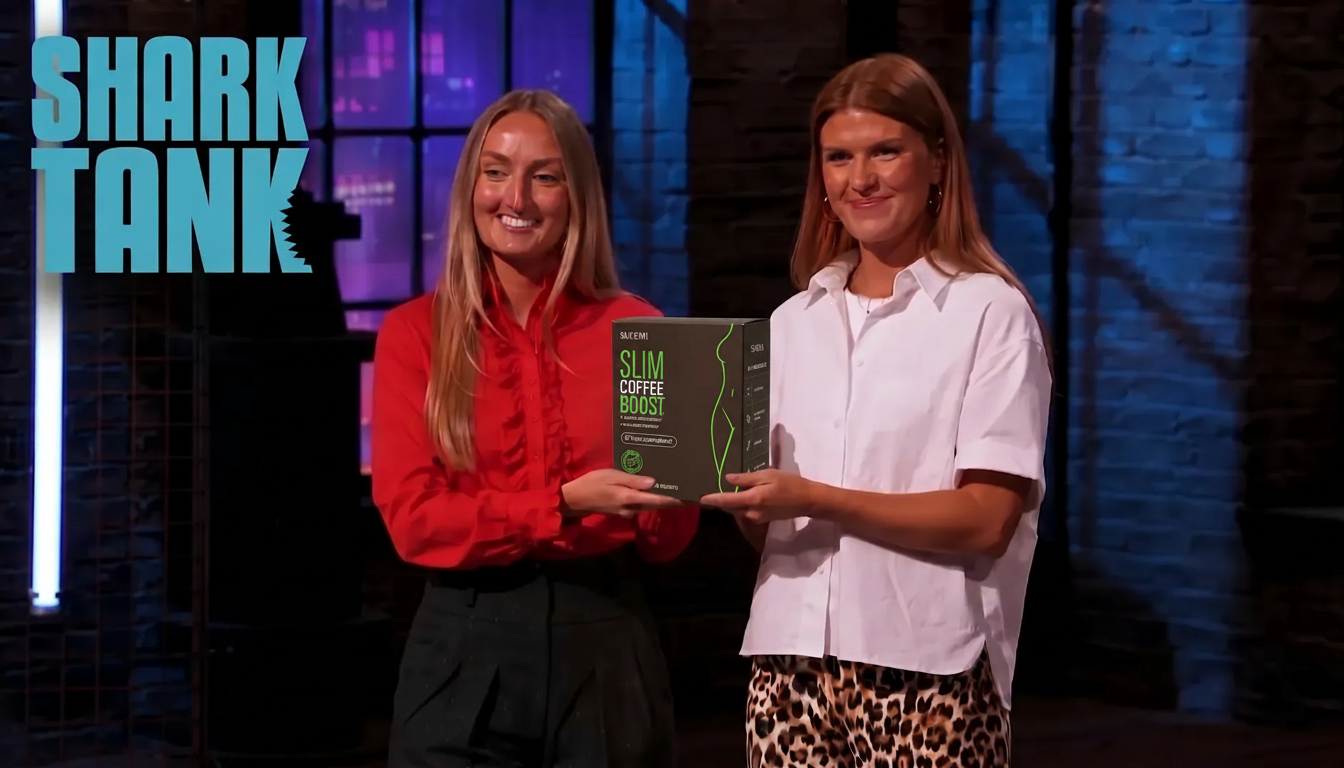 Ashley and Sophie Radcliffe presenting Slimqa Coffee Boost in the Tank