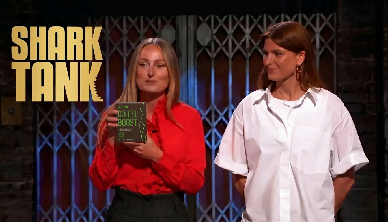 The sisters presenting Slimqa Coffee Boost to the panel